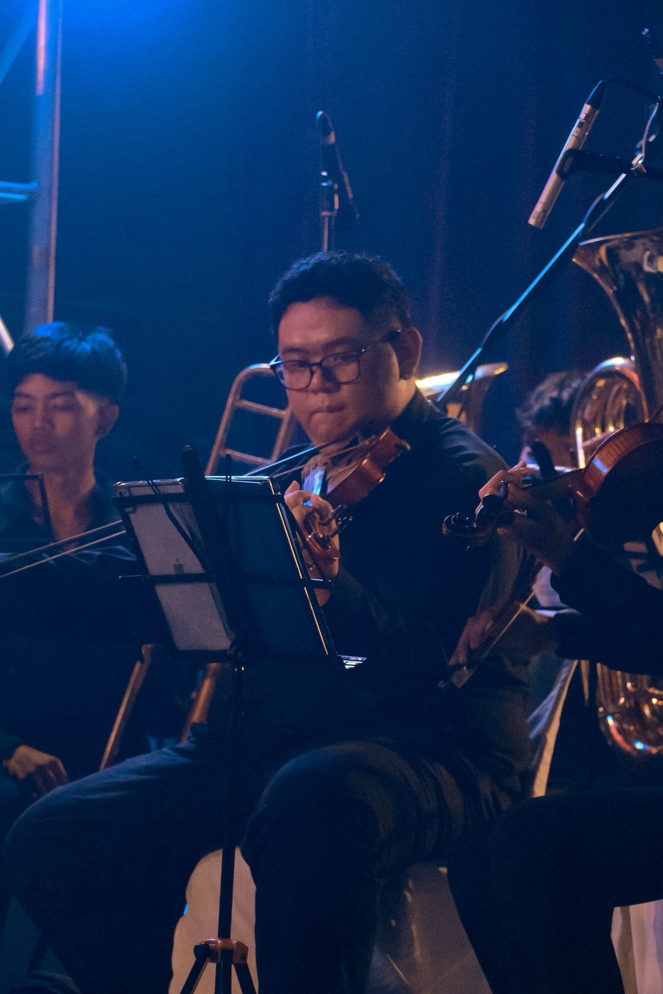 Violin student performing